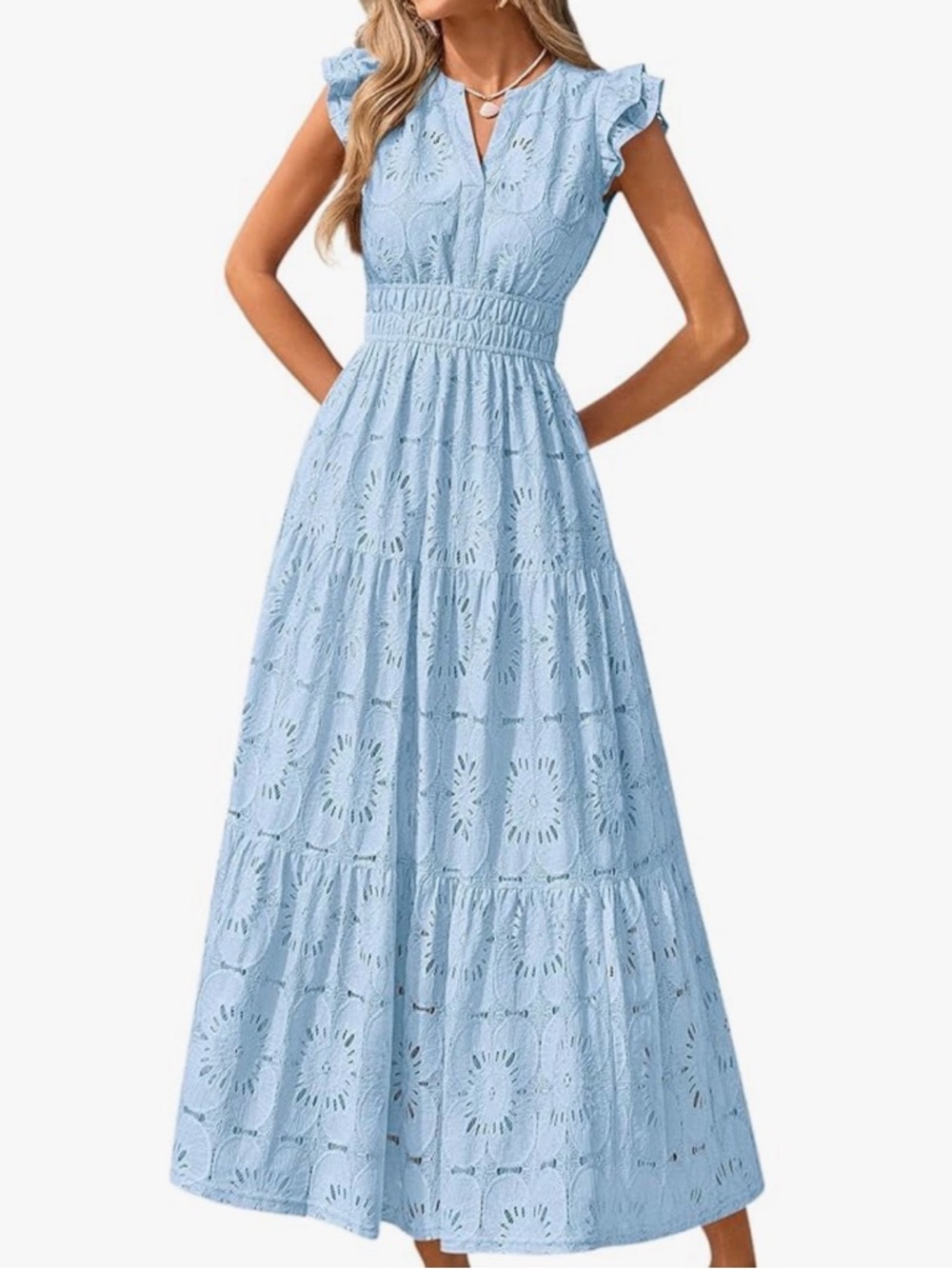 Pretty Garden Amazon Lace Eyelet Maxi Dress